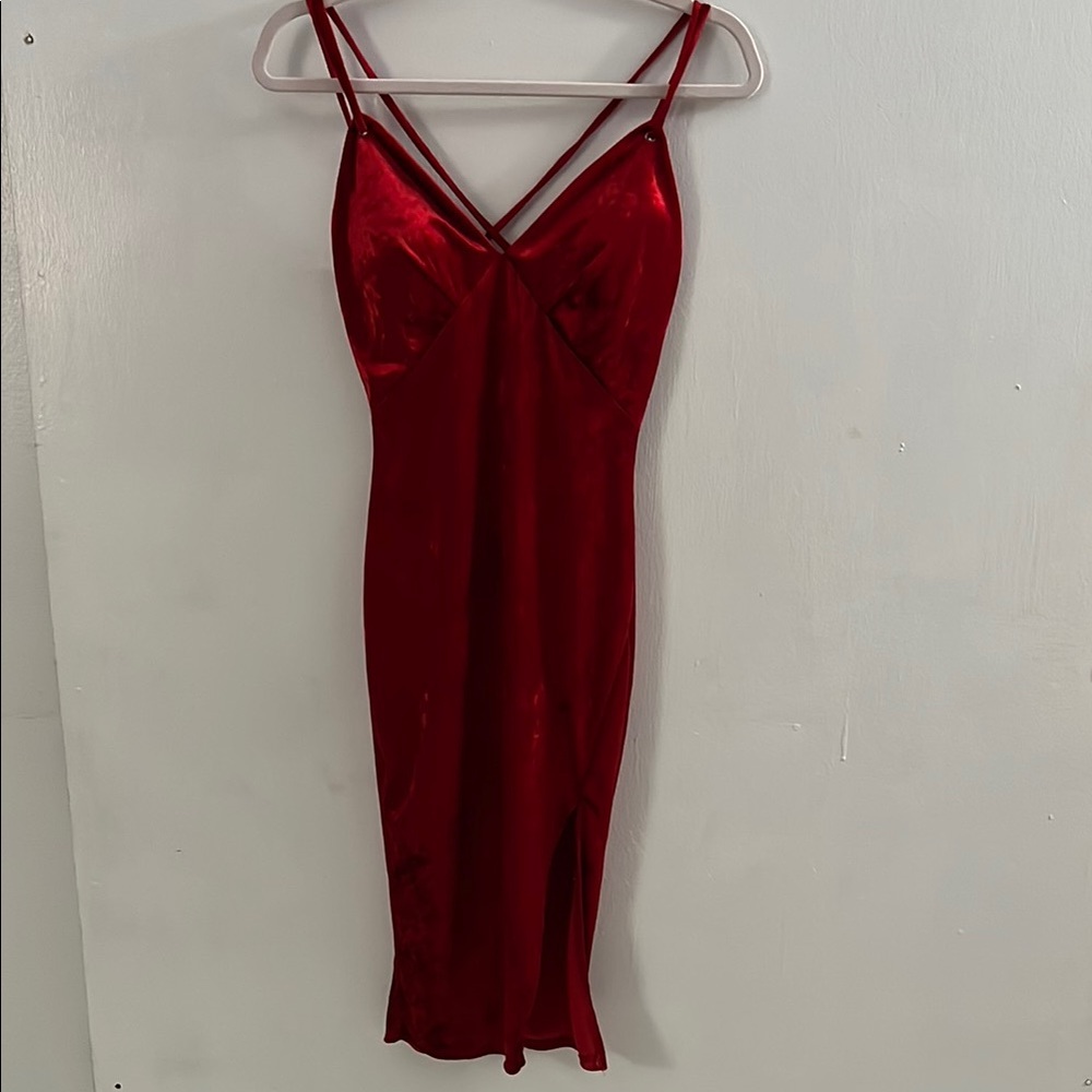 Elegant Red Velvet Dress